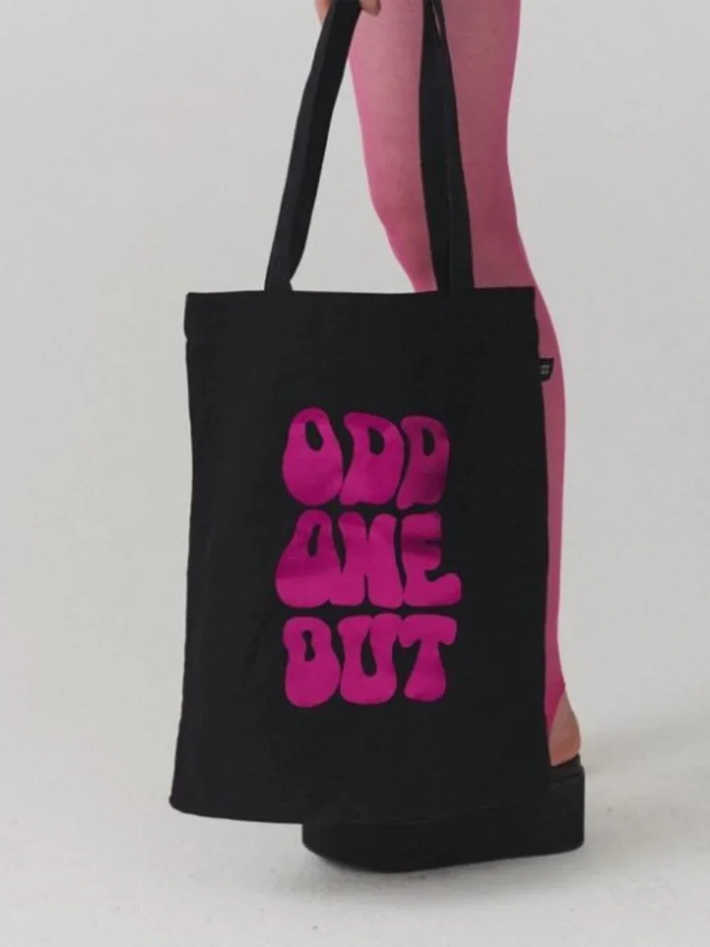 LAZY OAF Odd One Out black tote bag w/pink foil print - Picture 2 of 6